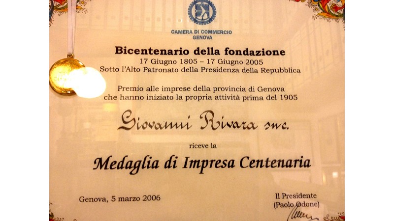 Ditta Giovanni Rivara Genova - medaglia impresa centenaria